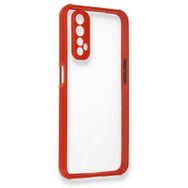 Alan Şanslı Realme 7 Miami Şeffaf Silikon Kırmızı Kılıf