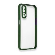 Alan Şanslı Realme 7 Miami Şeffaf Silikon Koyu Yeşil Kılıf