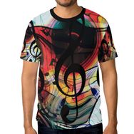 Alaza Abstract Music Clefs Kısa Kollu Günlük Bisiklet Yaka Erkek Tişört