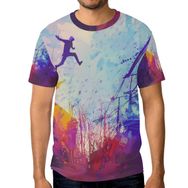 Alaza Abstract Parkour Painting Kısa Kollu Günlük Bisiklet Yaka Erkek Tişört