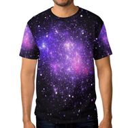 Alaza Blue Galaxy Star and Nebula Universe Kısa Kollu Günlük Bisiklet Yaka Erkek Tişört