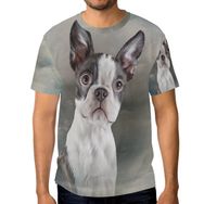 Alaza Boston Terrier Köpek Vintage Kısa Kollu Gündelik Erkek Tişört