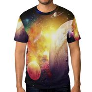 Alaza Galaxy and Planet Renkli Uzay Kısa Kollu Erkek Tişört