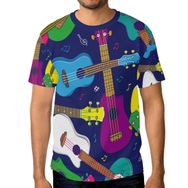 Alaza Hawaiian Ukulele Pop Renkli Kısa Kollu Erkek Tişört