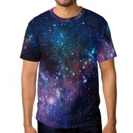 Alaza Renkli Galaksi Nebula Stars Universe Kısa Kollu Erkek Tişört