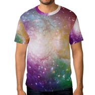 Alaza Renkli Galaxy Nebula Yıldızlı Evren Kısa Kollu Erkek Tişört