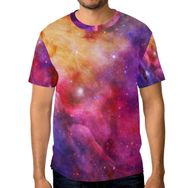 Alaza Renkli Galaxy ve Sis Kısa Kollu Erkek Tişört