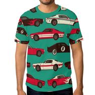 Alaza Retro Çizgi Roman Araba Kısa Kollu Erkek Tişört