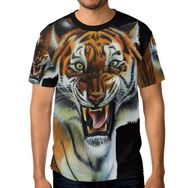 Alaza Tiger Roars Çizim Kısa Kollu Erkek Tişört