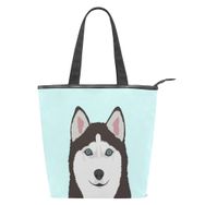 Alaza Tote Kanvas Sibirya Kurdu Köpeği 14×4.5×15 inç Çoklu Kadın Omuz El Çantası