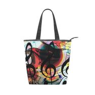 Alaza Tote Kanvas Soyut Müzik Clefs 14×4.5×15 inç Çoklu Kadın Omuz El Çantası
