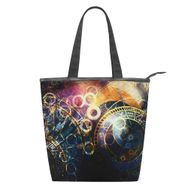 Alaza Tote Kanvas Soyut Renk Astrolojik Sembol 14×4.5×15 inç Çoklu Kadın Omuz El Çantası