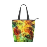 Alaza Tote Kanvas Soyut Renk Kuş Kedi Kafası 14×4.5×15 inç Çoklu Kadın Omuz El Çantası