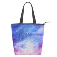 Alaza Tote Kanvas Suluboya Galaksi Nebula Star 14×4.5×15 inç Çoklu Kadın Omuz El Çantası