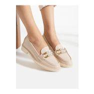 Alemdar Shoes İvan Krem Rugan Taş Detay Kadın Loafer
