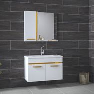 Alfa Banyo Yeni Gold Beyaz 65 cm Banyo Dolabı Takımı