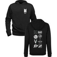 Alfa Tshirt Bts Ön Arka Baskılı Siyah Erkek Sweatshirt