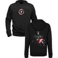 Alfa Tshirt Captain America Baskılı Siyah Ön Arka Baskılı Erkek Sweatshirt