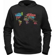 Alfa Tshirt Dünya Haritası Siyah Erkek Sweatshirt