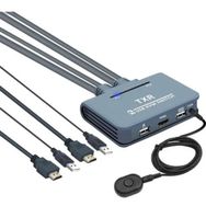 Alfais 4732 HDMI KVM 2 Port USB 2 PC Tek Kasa Klavye Mouse Kontrol Çoklayıcı Switch