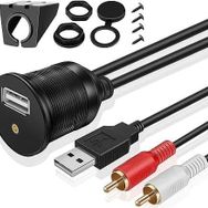 Alfais 4825 USB 2RCA 3.5 mm Araç İçi Kontrol Paneli AUX Uzatma Ek Kablosu