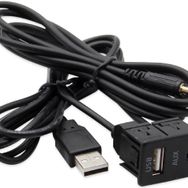 Alfais 5021 USB 3.5 mm Araç İçi Kontrol Paneli Dişi Erkek Uzatma AUX Kablosu