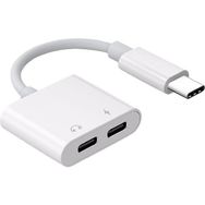 Alfais 5067S Type C to Kulaklık Hızlı Şarj Giriş Çevirici Çoklayıcı Çoğaltıcı Splitter Adaptör