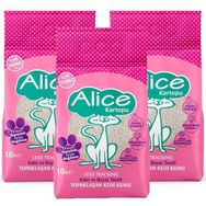 Alice Kartopu Kalın ve Beyaz Taneli Pudra Kokulu 3x10 lt Kedi Kumu