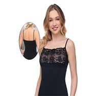 Alışveriş Meydanı 9245 Siyah İnce Askılı Likralı Geniş Dantelli Kadın Atlet