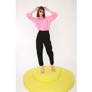 Allday 21JX70018AL2 Siyah %100 Pamuk Beli Büzgülü Slouchy Jean Pantolon