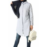 Allday 51141 Lacivert Gizli Patlı Ekose Gömlek Tunik