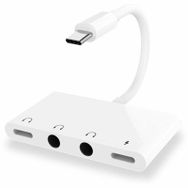 Ally Andriod USB Type-C 4 in 1 OTG Ses Adaptörü Çift DC 3.5 mm Jack