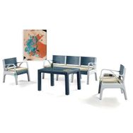 Almina Lyon Rattan 3+1+1 Beyaz Renk Bahçe Oturma Grubu