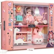 Aloneling Çocuksu Barbie Kız Prenses Açık Pembe Bebek Hediye Kutusu Seti