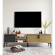 Alonex Tarz Raflı 180 cm Sepet Antrasit Metal Kulp Tv Ünitesi