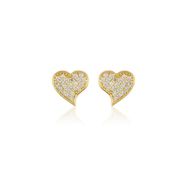 Altın Çivili 14k Gold Kalp Küpe