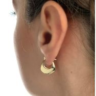 Altın Küpe 14K 585 Parlak Çanta Tasarım 1.8 cm Küpe Bombeli