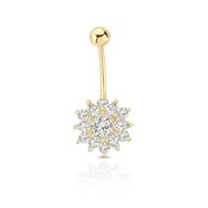 Altın Oval Tek Taşlı Piercing