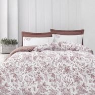 Altınbaşak Home Collection Pamuklu Ranforce Çift Kişilik Çeyizlik Kutulu 200x220 cm Beyaz Kahverengi Nevresim Takımı