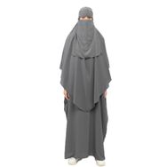 Altobeh Sultanbaş Nikaplı Çarşaf Cilbab Khimar Abaya Kolu Lastikli Hakim Yaka Peçeli Medine İpek Kot Ferace
