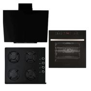 Alveus ALV MFA 627 - ALV GLS 640 - ALV BINDESIT 3'lü Siyah Cam Ankastre Set
