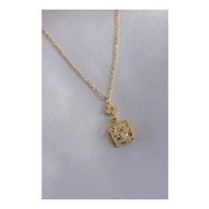 AlyaStore 316L Çelik Gold Renk Çiçek Figür Zirkon Taş Detay Kadın Kolye