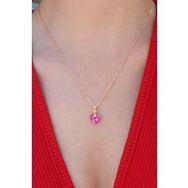 AlyaStore Gold Renk Pembe Kalp Kristal Taş Kadın Kolye