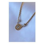 Amazeus 316L Çelik Gold Renk Lotus Model Zirkon Taşlı Burgu Zincir Kadın Kolye