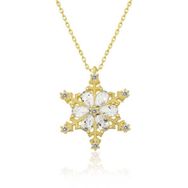 Amazeus 925 Ayar Gold Kar Çiçeği Kadın Gümüş Kolye