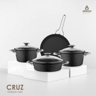 Amboss Cruz Döküm 7 Parça Siyah Tencere Seti