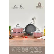 Amboss Crystal 7 Parça Rose Gold Granit Çift Renkli Tencere Seti