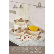 Amboss Fatso 6 Parça Cappucino Güveç Granit Tencere Seti