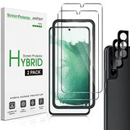 Amfilm Samsung Galaxy S22 Şeffaf 5G 6,1 inç 2'li Paket Hibrit Cep Telefonu Ekran Koruyucusu