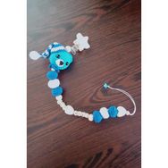 Amigurumi Mavi Ayıcık İsimli Emzik Zinciri Yenidoğan Bebek Hediyesi İsme Özel